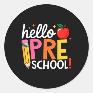 Hallo Vorschul-Lehrer-Team Pre K Rückkehr zur Schu Runder Aufkleber