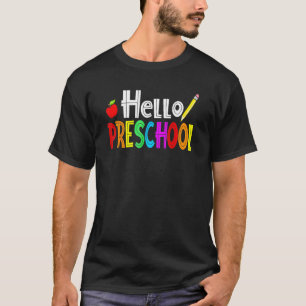 Hallo Vorschule Apple Stift Pre K Zurück zur Schul T-Shirt