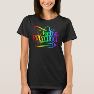 Hallo Vorschule Bleistift Zurück zur Schule Lehrer T-Shirt