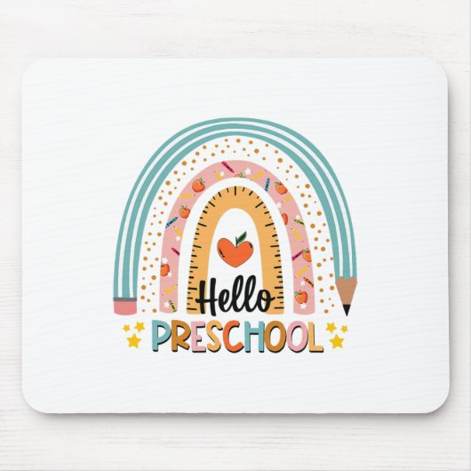 Hallo Vorschule Boho Regenbogen Lehrer Zurück zur Mousepad (Vorne)
