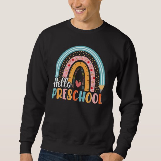 Hallo Vorschule Boho Regenbogenlehrer zurück nach  Sweatshirt (Vorderseite)