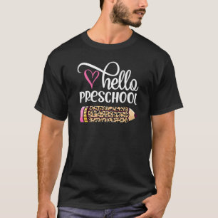 Hallo Vorschule Leopard Pencil wieder in die Schul T-Shirt
