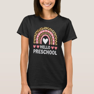 Hallo Vorschule Leopard Regenbogen Lehrer Zurück Z T-Shirt