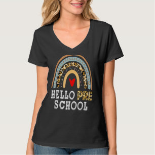 Hallo Vorschule Leopard Regenbogen Zurück zur Schu T-Shirt