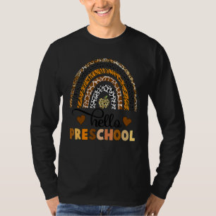 Hallo Vorschule Leopard Regenbogen Zurück zur Schu T-Shirt