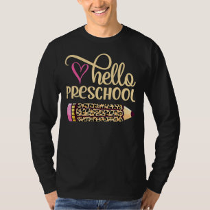 Hallo Vorschule Leopard Stift zurück zur Schule 1 T-Shirt