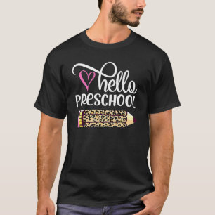 Hallo Vorschule Leopard Stift zurück zur Schule 1 T-Shirt