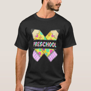 Hallo Vorschule Leopard Tie Dye Bleistift  Süß Leh T-Shirt