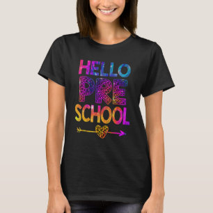 Hallo Vorschule Leopard Tie Dye Lehrer Zurück zur T-Shirt
