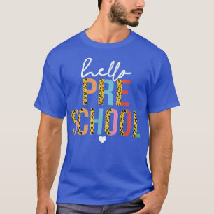 Hallo Vorschule Leopard zurück zur Schule Lehrerin T-Shirt