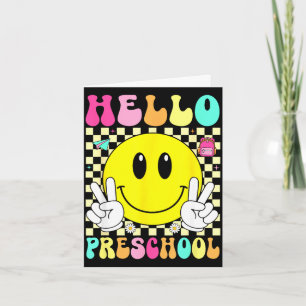 Hallo Vorschule Retro-Lächeln Gesicht zurück zur S Karte