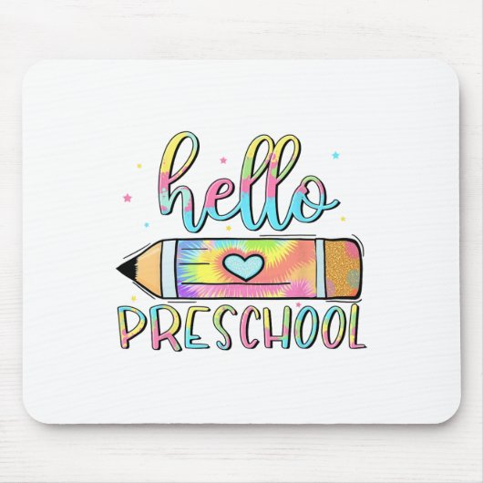 Hallo Vorschule Tie Dye Bleistift Lehrer Kind 1. T Mousepad (Vorne)