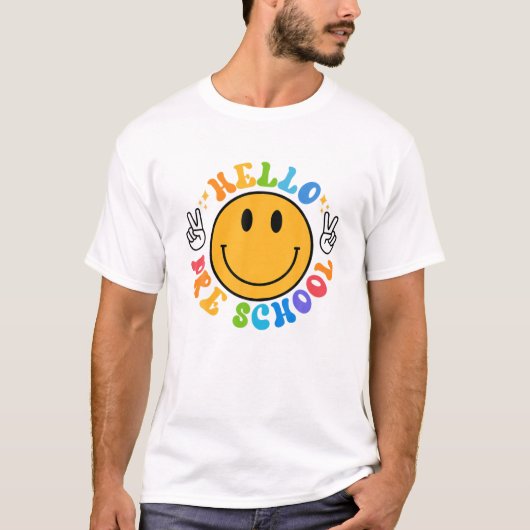 Hallo Vorschulglücklich Neues Schuljahr Lächeln Ge T-Shirt (Vorderseite)