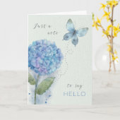 Hallo Watercolor Blue Hydrangea und Butterfly Karte (Gelbe Blume)