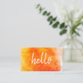 Hallo Watercolor Orange Visitenkarte (Stehend Vorderseite)