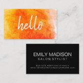 Hallo Watercolor Orange Visitenkarte (Vorne/Hinten)