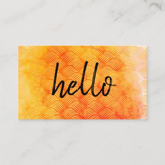 Hallo Watercolor Orange Weave Muster Visitenkarte (Vorderseite)
