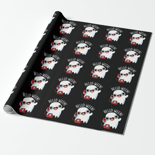 Hallo-ween Lustiger Geist Wortspiel Dunkler Hinter Geschenkpapier (Ungerollt)