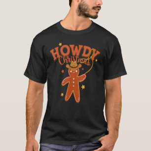 Hallo Weihnachten Frohe Xmas Lebkuchen Western Kuh T-Shirt