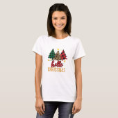 Hallo Weihnachten Kariert Leopard Trees Individuel T-Shirt (Vorne ganz)