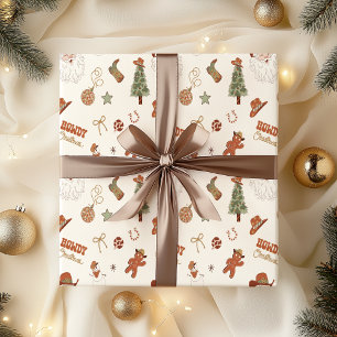 Hallo Weihnachten Western Cowboy Geschenkpapier