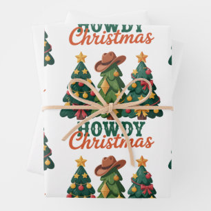 Hallo Weihnachten Western Cowgirl Cowboy Land Geschenkpapier Set