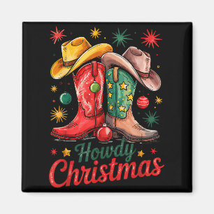 Hallo Weihnachten Xmas Cowboy Stiefel Western Cowg Magnet