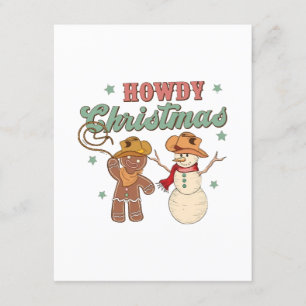 Hallo Weihnachts-Cowboy-Schneemann Western Lustig Begleitkarte