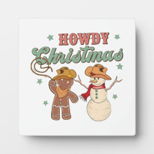 Hallo Weihnachts-Cowboy-Schneemann Western Lustig Fotoplatte