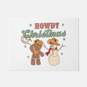 Hallo Weihnachts-Cowboy-Schneemann Western Lustig Fußmatte