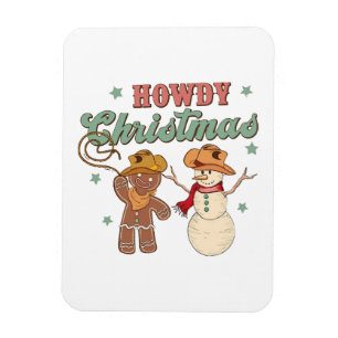 Hallo Weihnachts-Cowboy-Schneemann Western Lustig Magnet