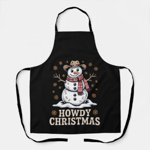 Hallo Weihnachts Cowboy Schneemann Western Winter Schürze