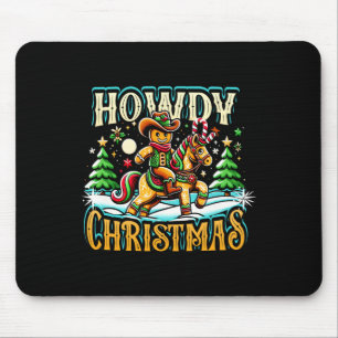 Hallo Weihnachts-Gingerbread-Mann-Cowboy-Reittier  Mousepad