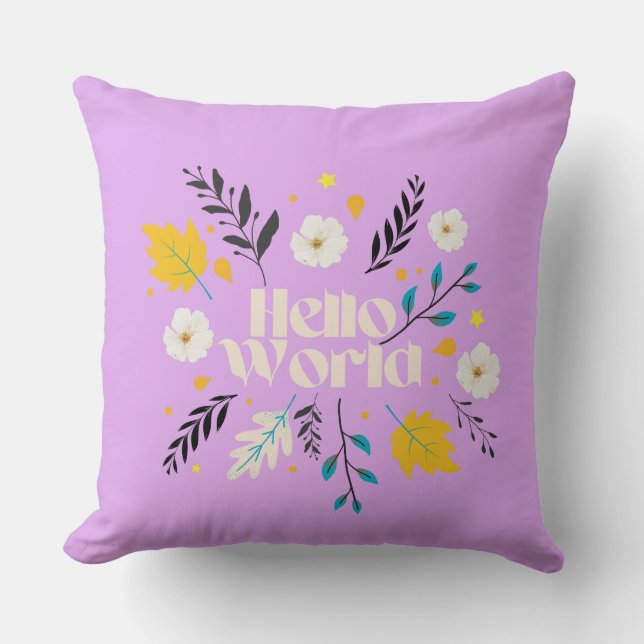 Hallo Welt Blumen Kissen (Vorderseite)