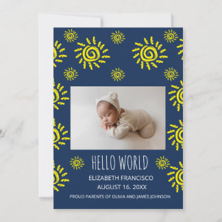 Hallo Welt Boho Sonnen Geburt Blaue Baby Ankündigu Einladung