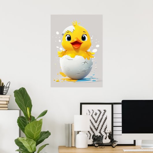 Hallo Welt! Chick Chick Poster (Heimbüro)