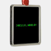 Hallo Welt Computerprogrammierung Silbernes Ornament (Rechts)
