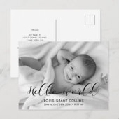 Hallo Welt elegante Foto-Geburt Ankündigung Postkarte (Vorne/Hinten)