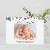 Hallo Welt geschlechtsneutrale Geburtsankündigung (Stehend Vorderseite)