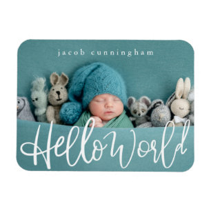 Hallo Welt! Moderne, spielerische Script-Baby-Gebu Magnet