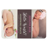 Hallo Welt! Modernes Foto Twins Geburtsankündigung Magnet (Horizontal)