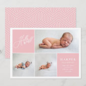 Hallo Welt Multi Foto moderne geometrische + Skrip Ankündigung (Vorne/Hinten)