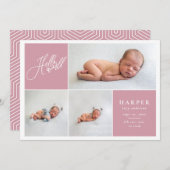 Hallo Welt Multi Foto moderne geometrische + Skrip Ankündigung (Vorne/Hinten)