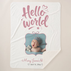 Hallo Welt Neue Baby Mädchen Kokette Foto Rosa Sch Sherpadecke