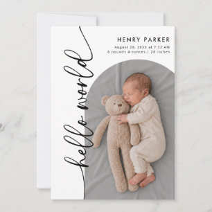 Hallo Welt Neugeborenes Baby Foto Geburt Ankündigung