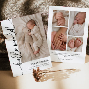 Hallo Welt Neugeborenes Baby Foto Geburt Ankündigung