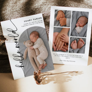 Hallo Welt Neugeborenes Baby Foto Geburt Ankündigung