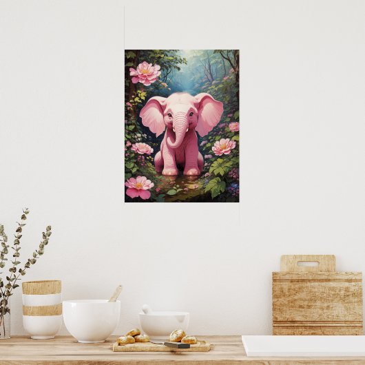 Hallo Welt! Pink Baby Elephant Poster (Küche)