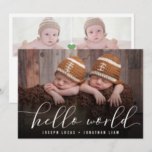 Hallo Welt Stylische Kalligrafie Zwillings-Foto-Co Ankündigung