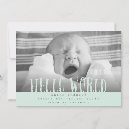 Hallo Welt Wolken Minze Ankündigung (Vorderseite)